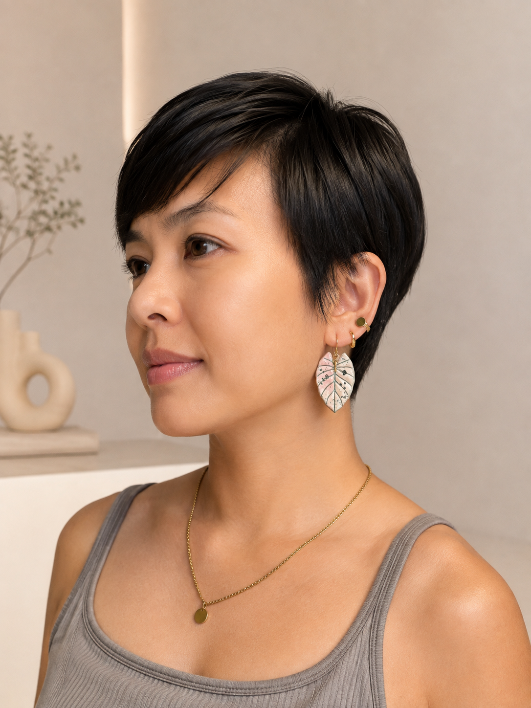 Alocasia Reginae Pink Variegated Earrings