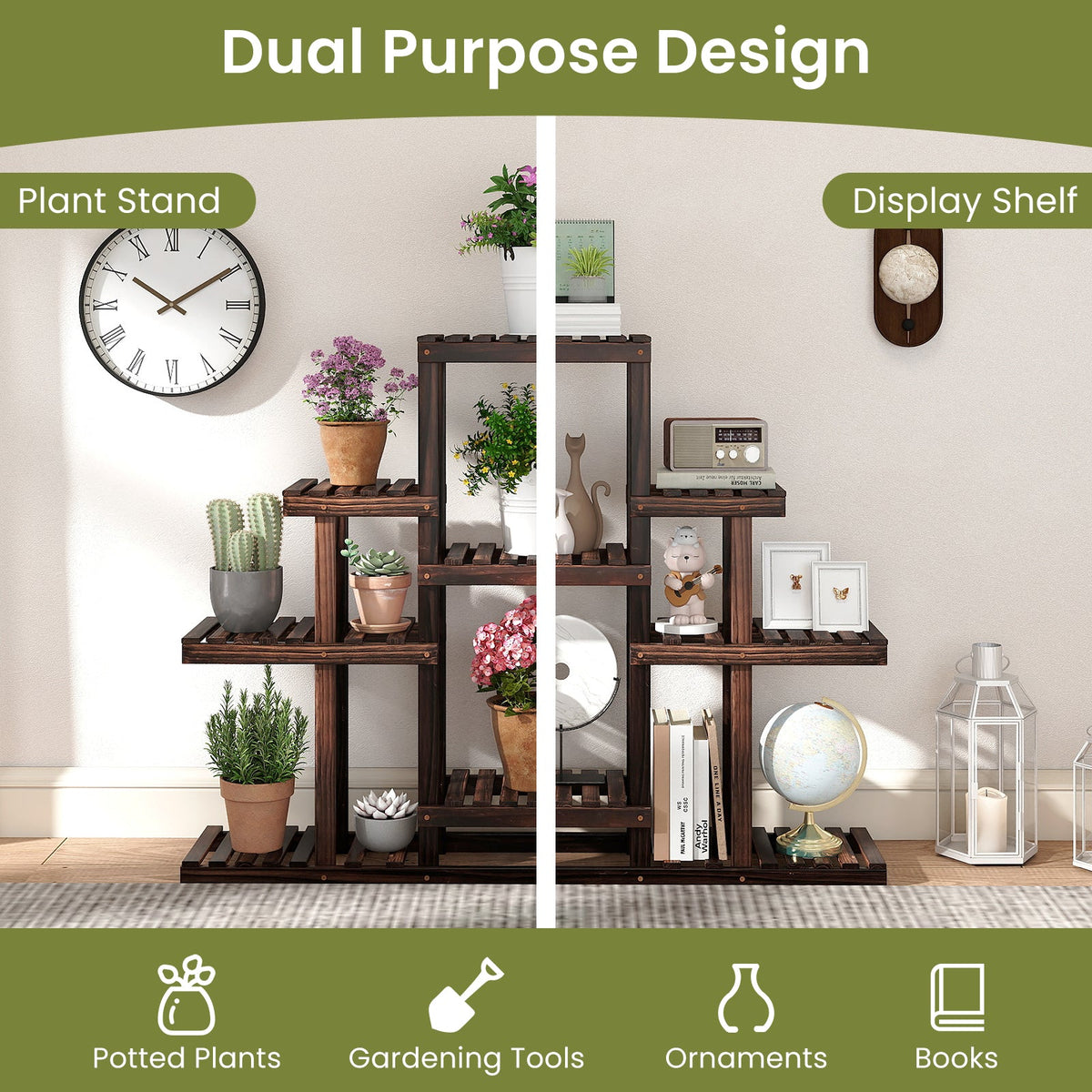 6-Tier Corner Pine Plant Stand