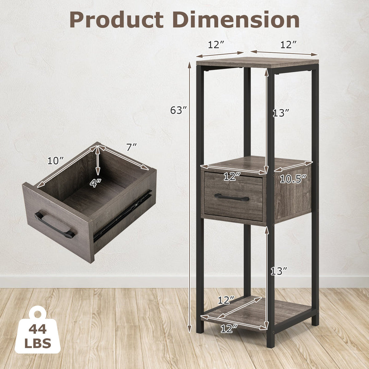 2-Pack 3-Tier Metal Plant Stand with Drawer