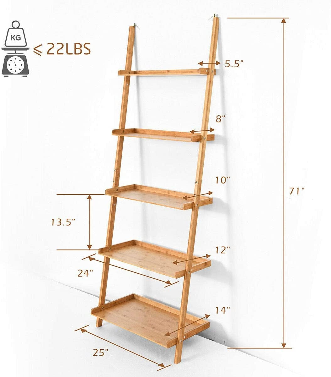 5-Tier Bamboo Ladder Plant Shelf