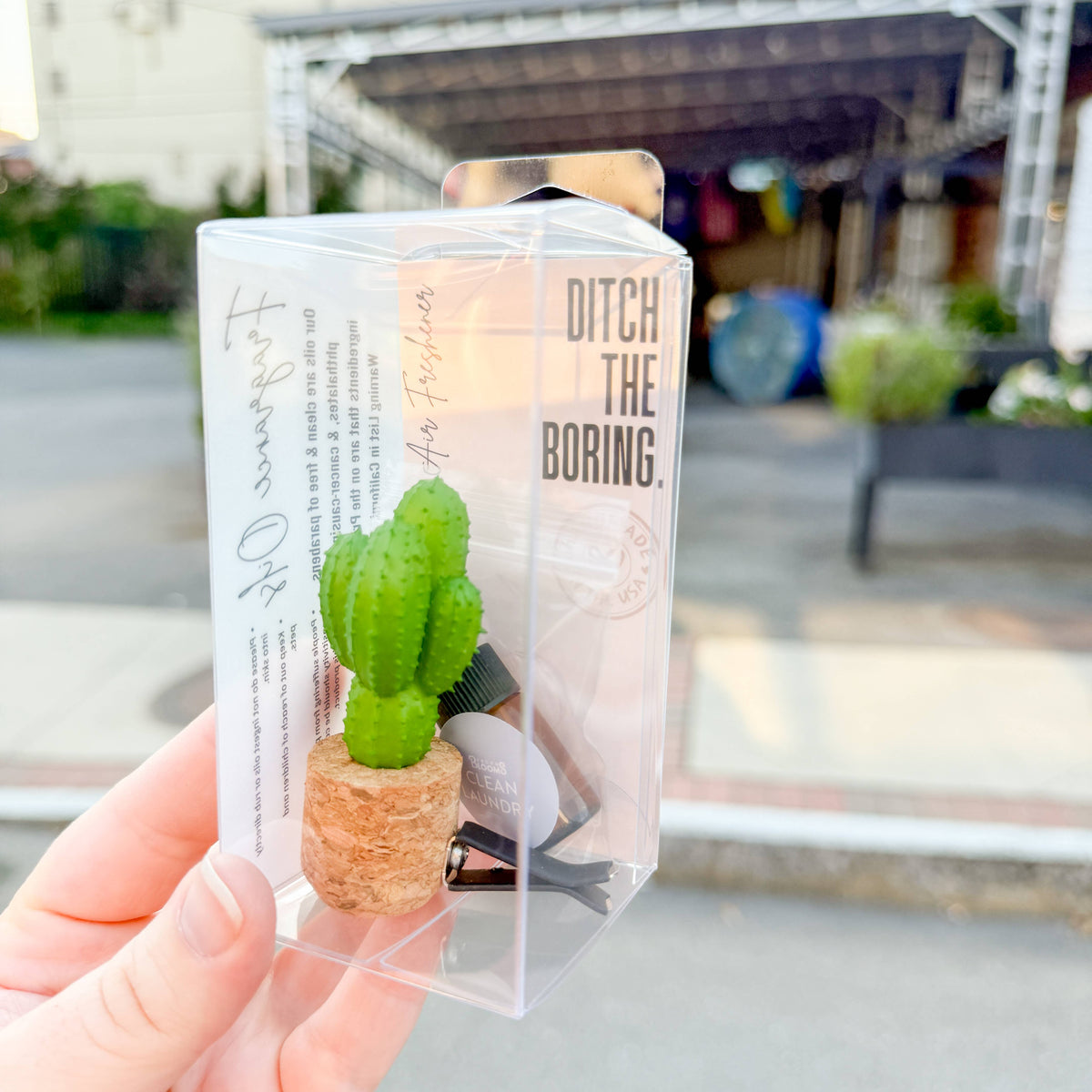 Mini cactus vent clip car diffuser in a cork pot, photo 2