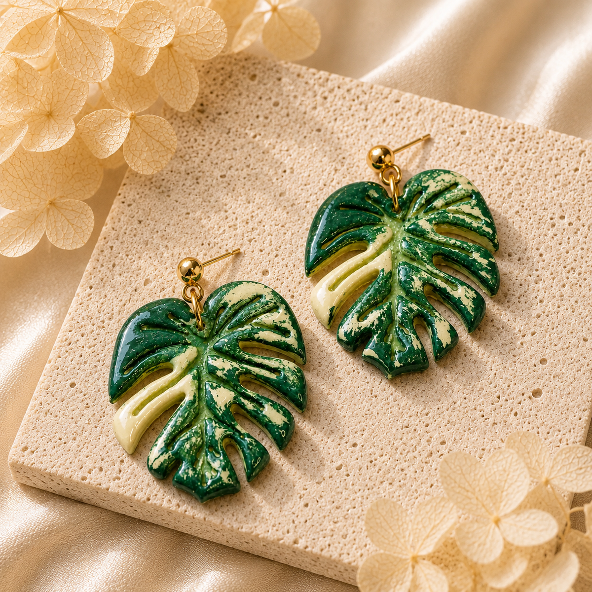 Thai Constellation Monstera Earrings