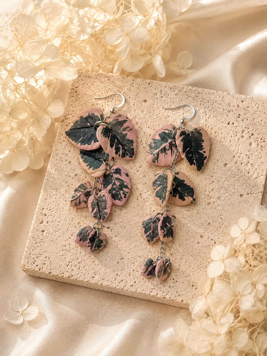 Variegated Strings of Hearts Earrings