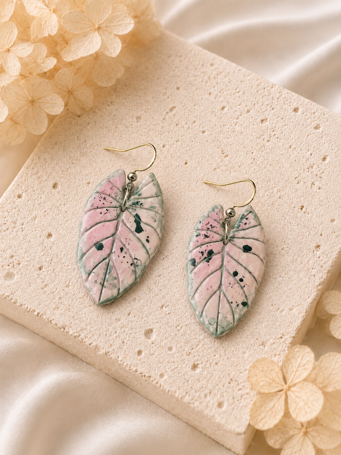 Alocasia Reginae Pink Variegated Earrings