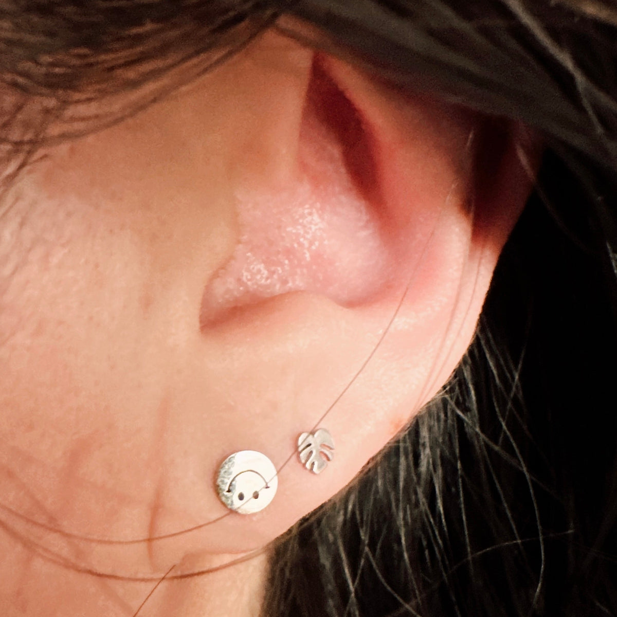 Flat Back- Teeniest Tiniest Monstera Deliciosa Earring Studs