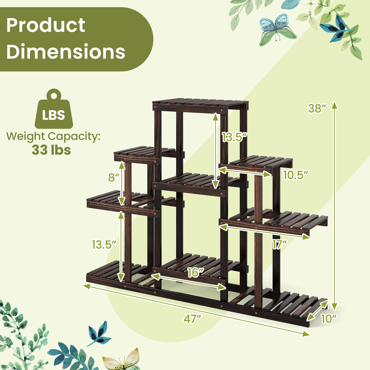 6-Tier Corner Pine Plant Stand