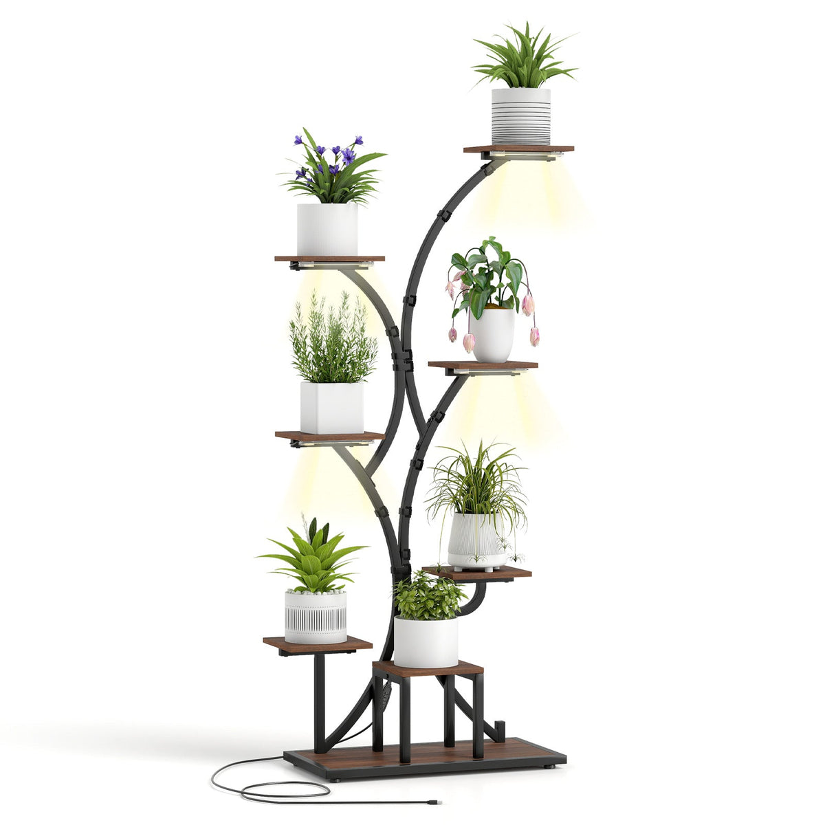 8-Tier Corner Plant Stand with Grow Lights, 58 in