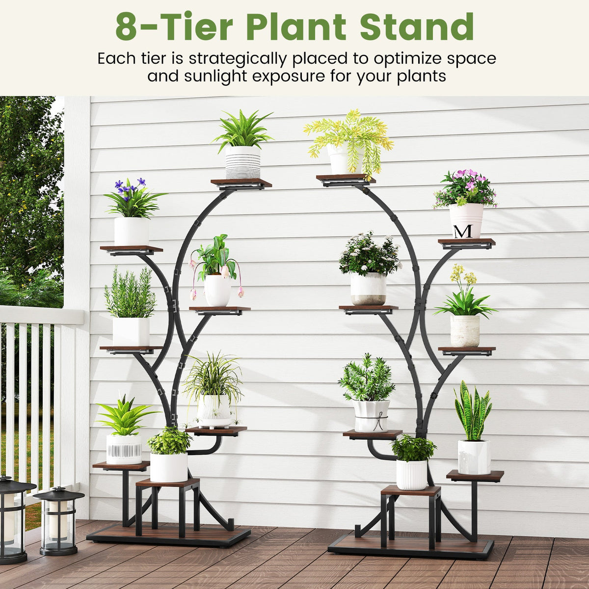 8-Tier Corner Plant Stand with Grow Lights, 58 in