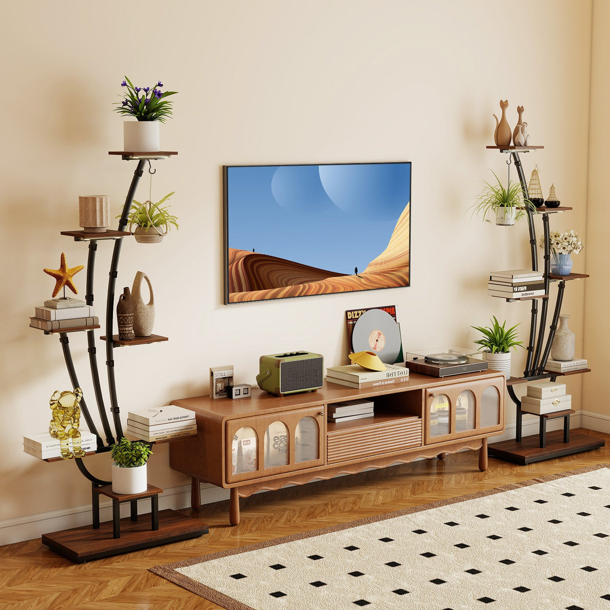 Tall 8-Tier Corner Plant Stand with Grow Lights