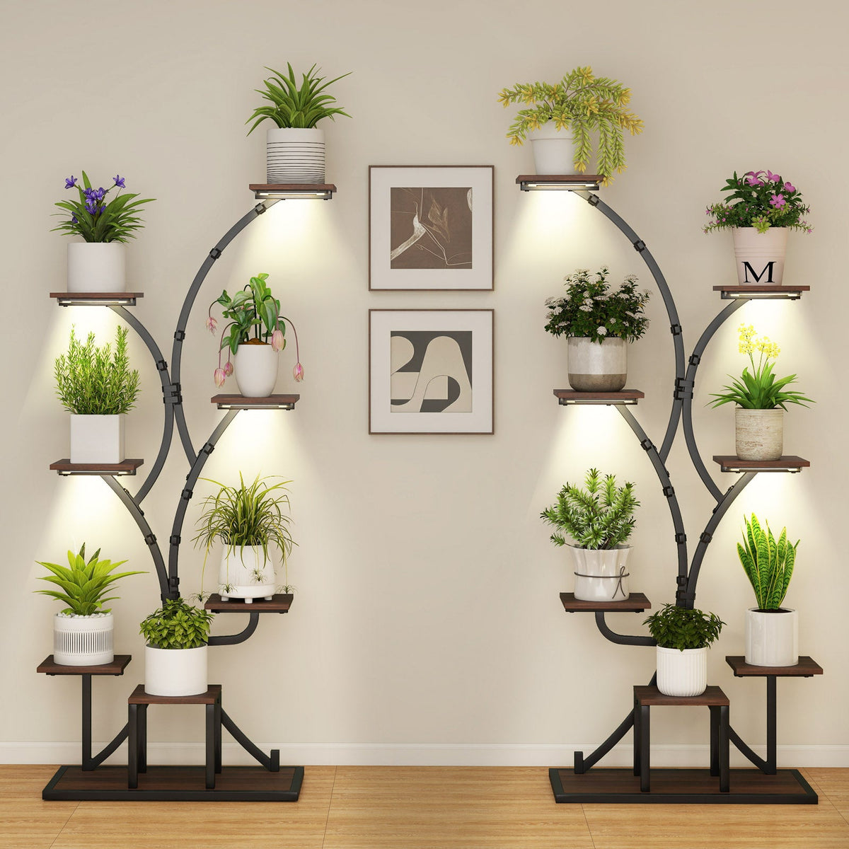 8-Tier Corner Plant Stand with Grow Lights, 58 in