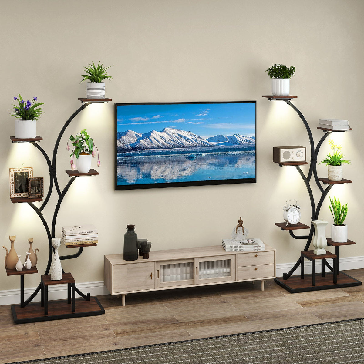 8-Tier Corner Plant Stand with Grow Lights, 58 in