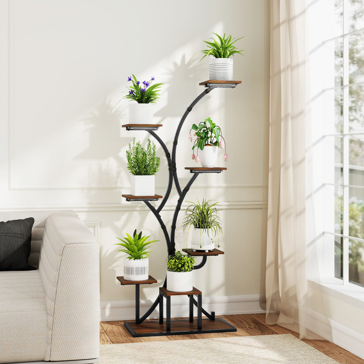 8-Tier Corner Plant Stand with Grow Lights, 58 in