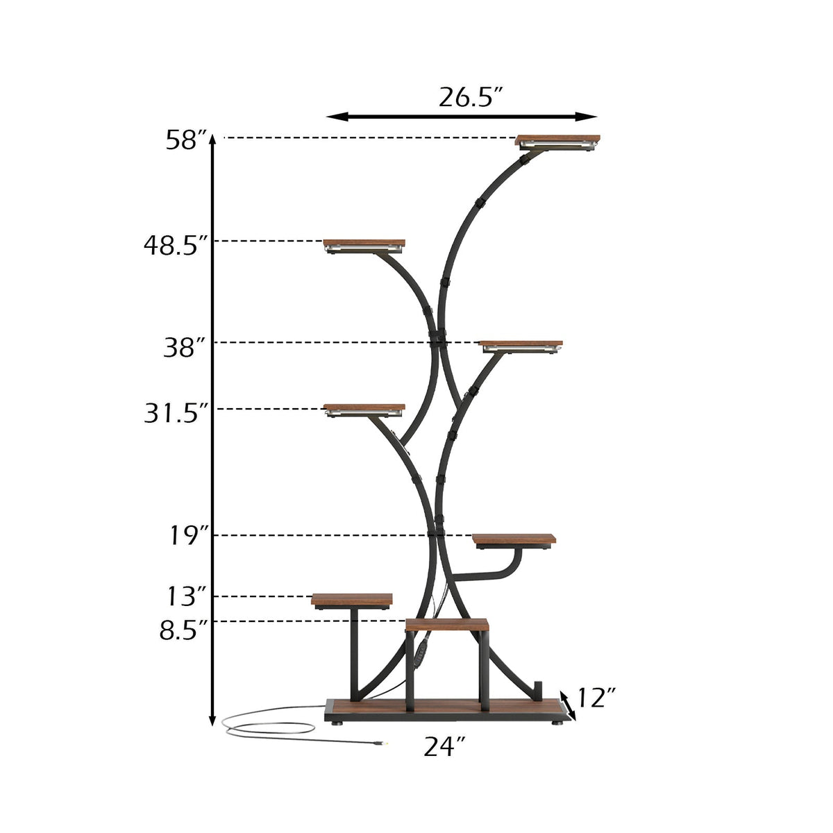 8-Tier Corner Plant Stand with Grow Lights, 58 in