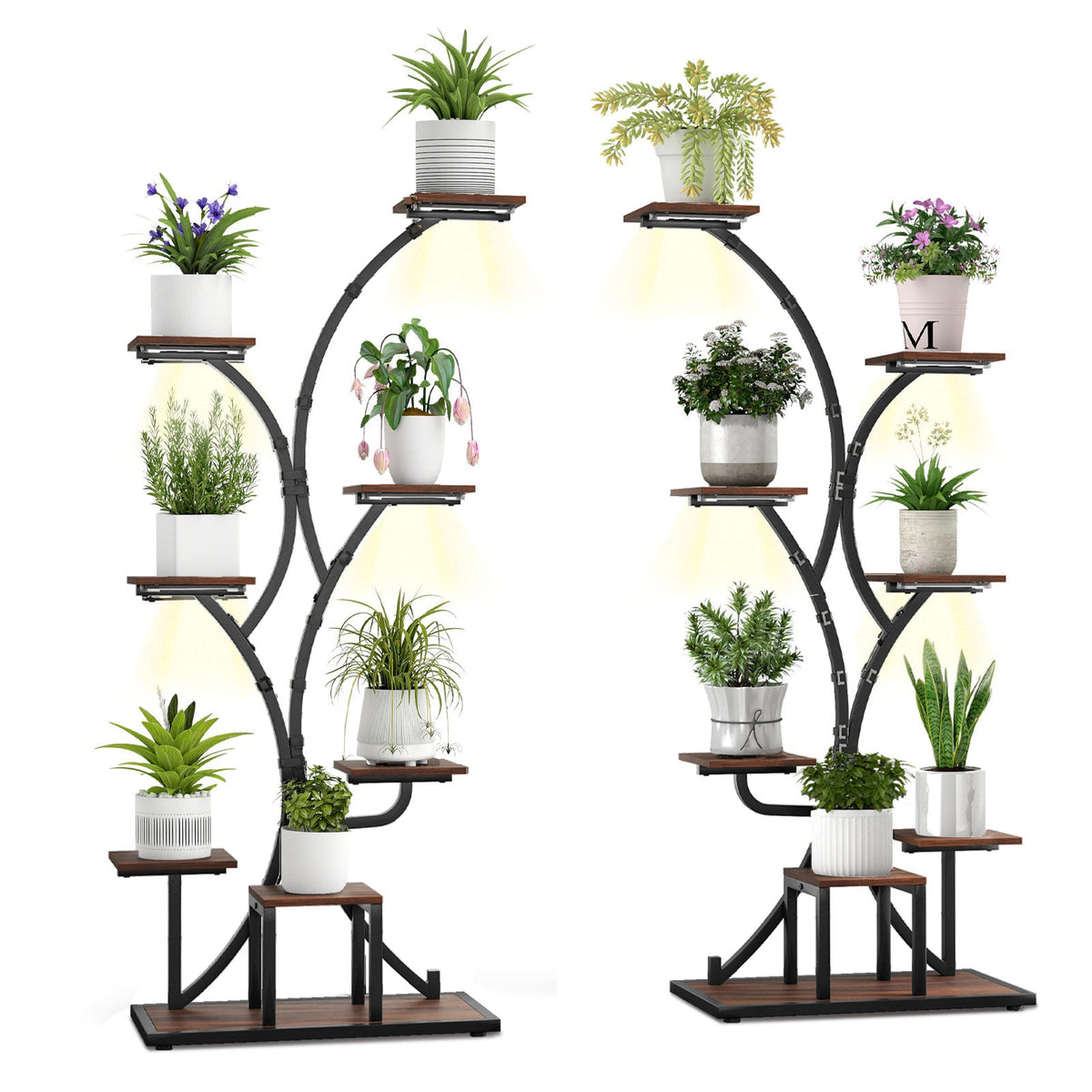 8-Tier Corner Plant Stand with Grow Lights, 58 in