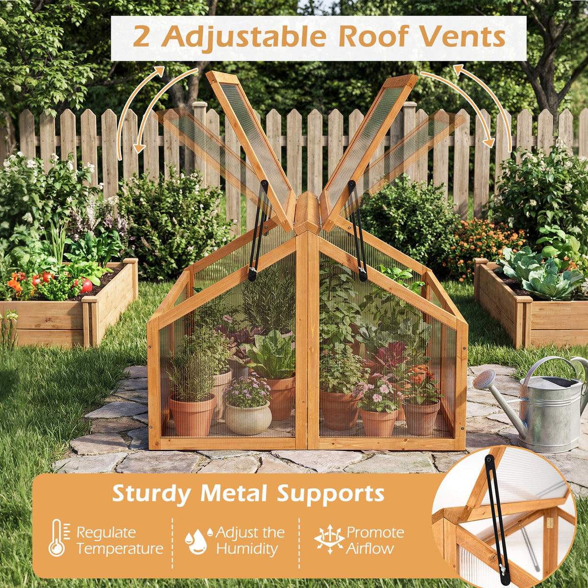 Wood Cold Frame Greenhouse with Openable Roof