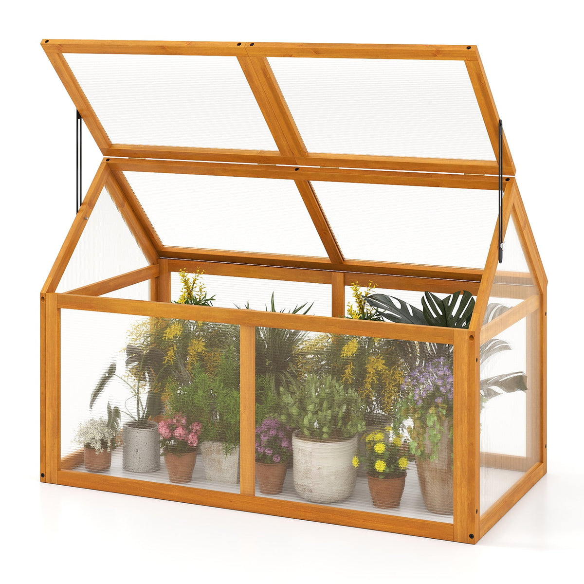 Wood Cold Frame Greenhouse with Adjustable Roof