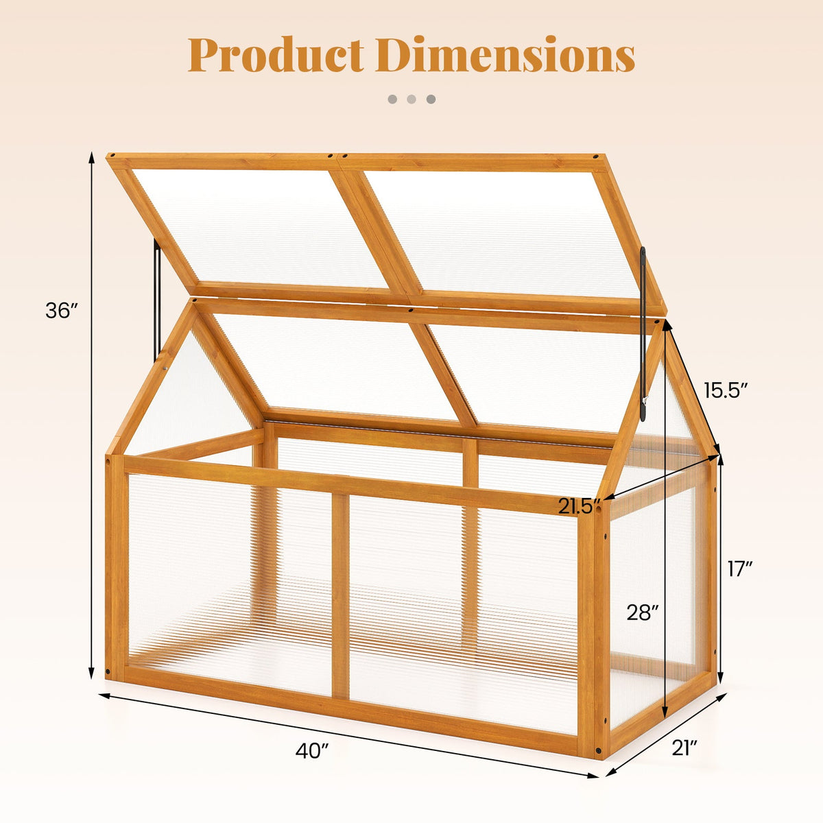 Wood Cold Frame Greenhouse with Adjustable Roof