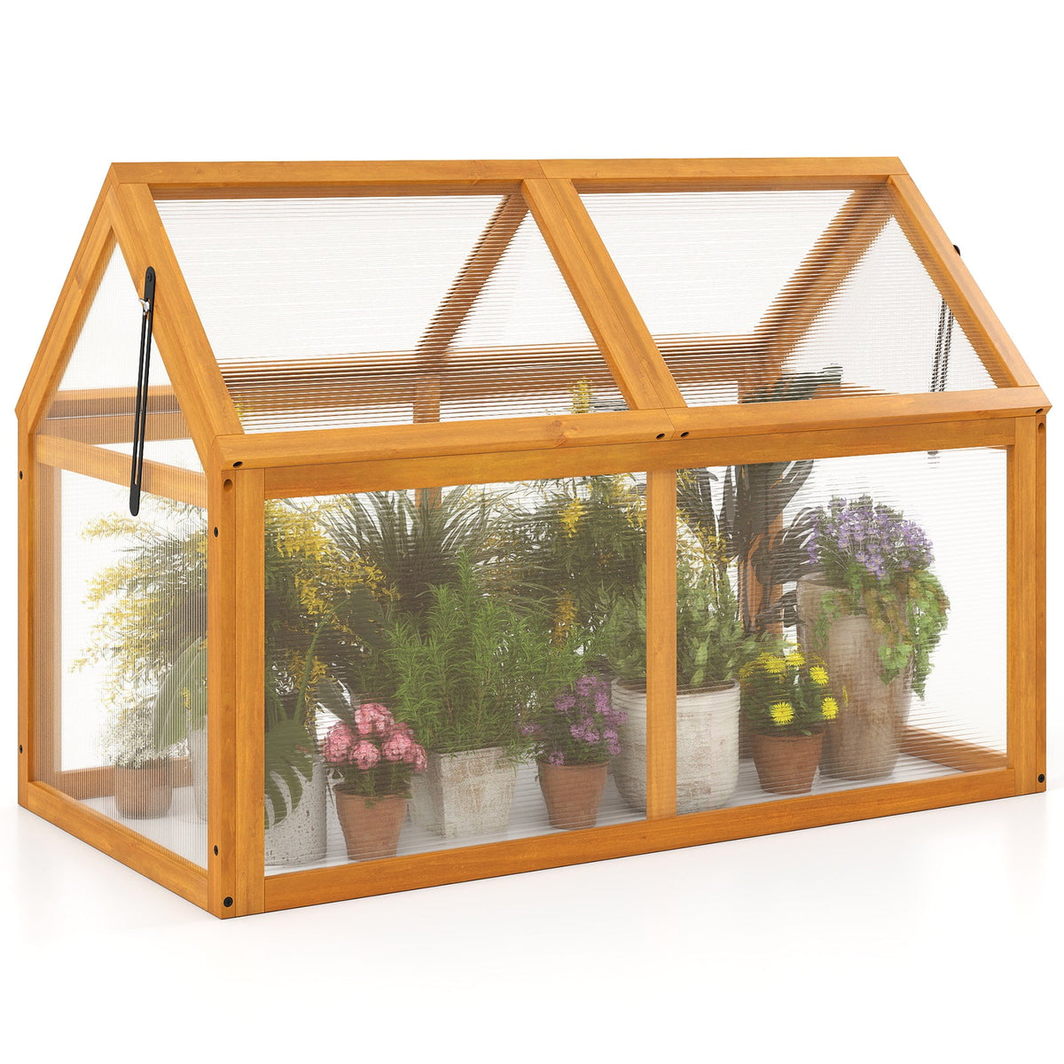 Wood Cold Frame Greenhouse with Adjustable Roof