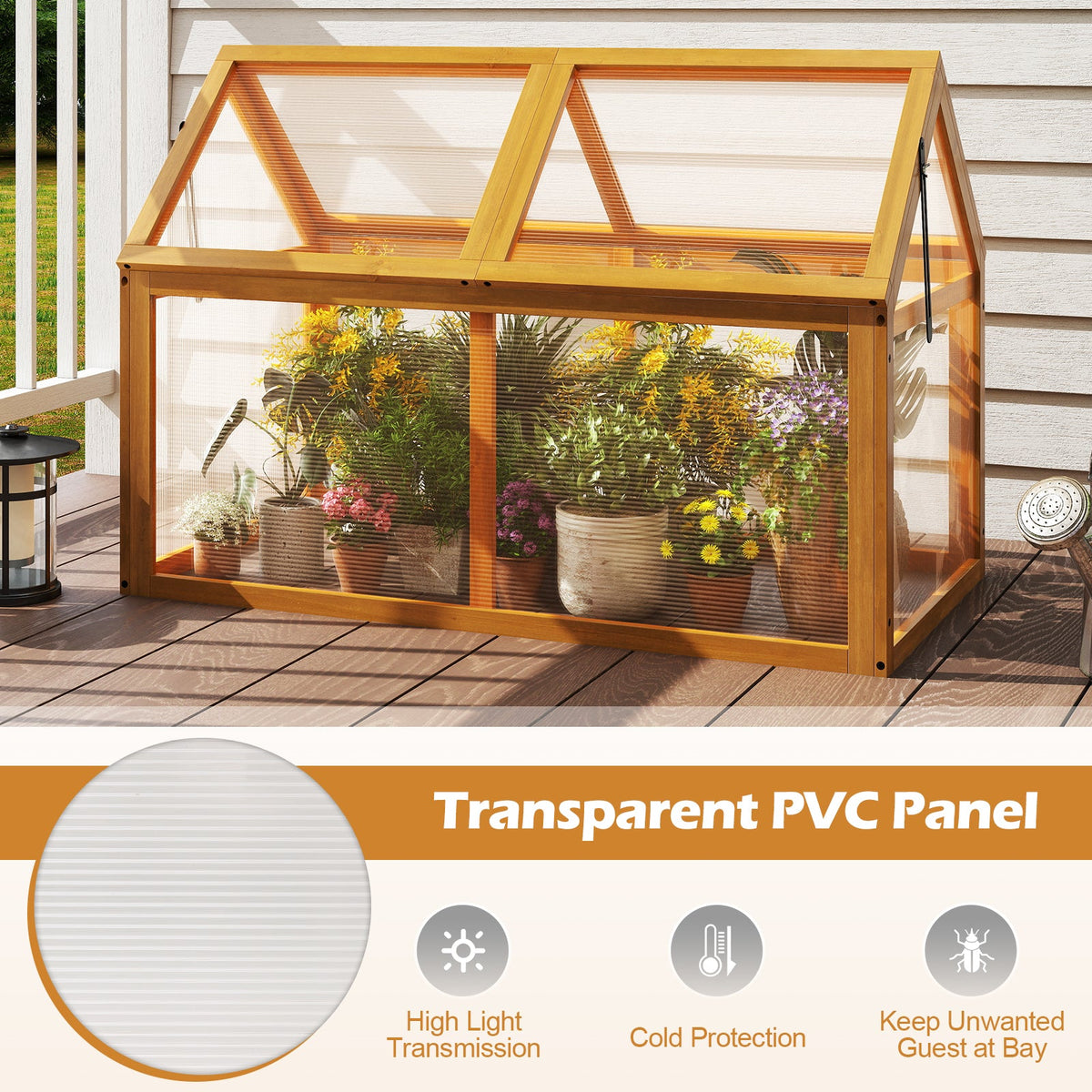 Wood Cold Frame Greenhouse with Adjustable Roof