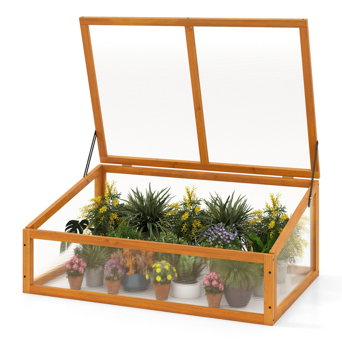 Wood Cold Frame Greenhouse with Flip-Top Roof