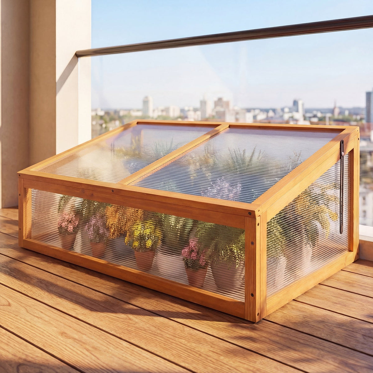 Wood Cold Frame Greenhouse with Flip-Top Roof