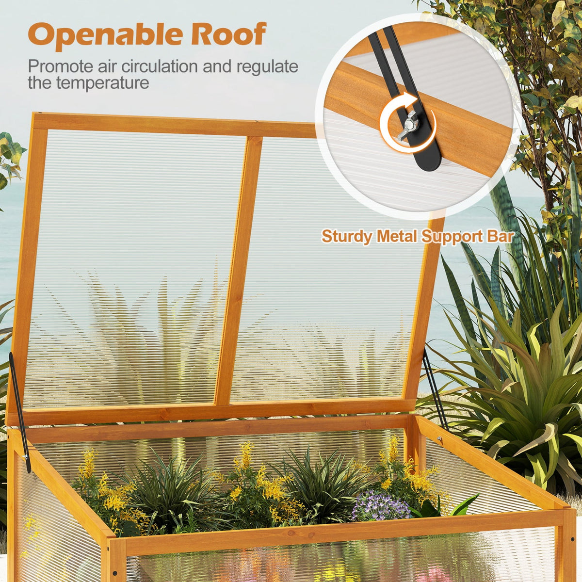 Wood Cold Frame Greenhouse with Flip-Top Roof