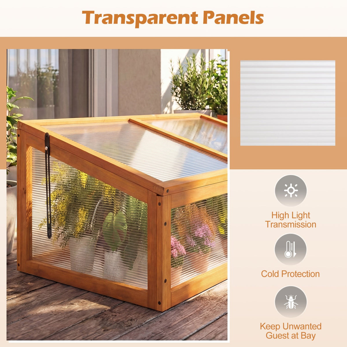 Wood Cold Frame Greenhouse with Flip-Top Roof