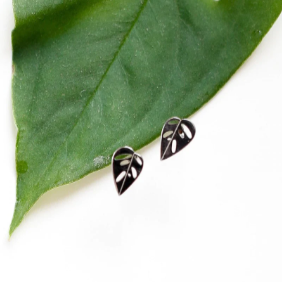 Monstera Adansonii Metal Stud Earrings