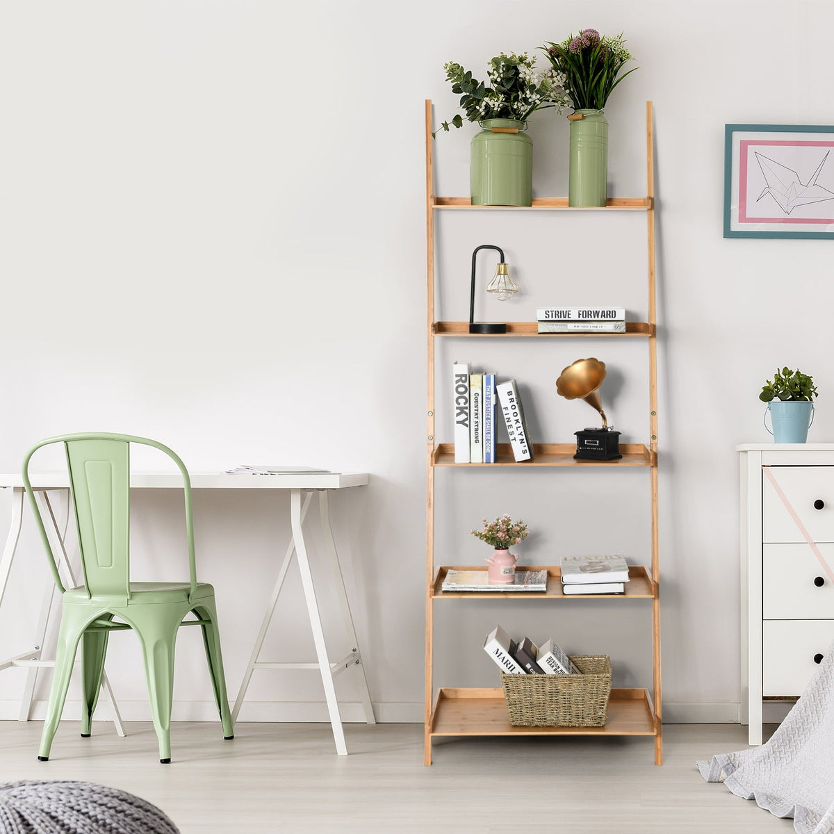 5-Tier Bamboo Ladder Plant Shelf