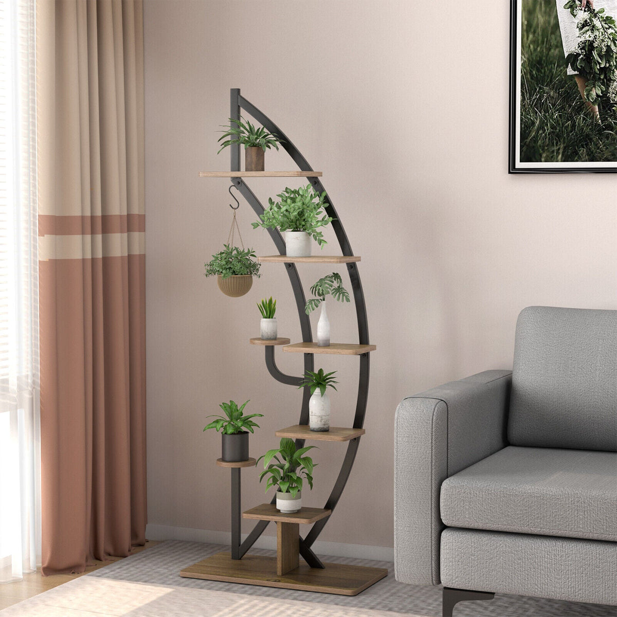 6-Tier Metal Plant Stand for 9 Pots